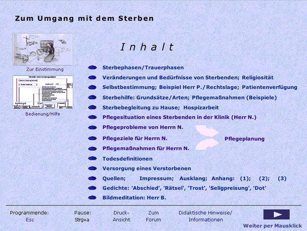 Lernprogramm: Inhalts�bersicht (Normalansicht)