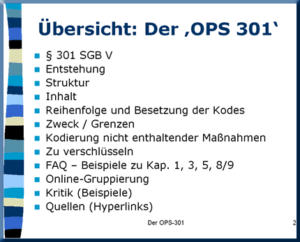 Lernprogramm OPS 301: Inhalts�bersicht